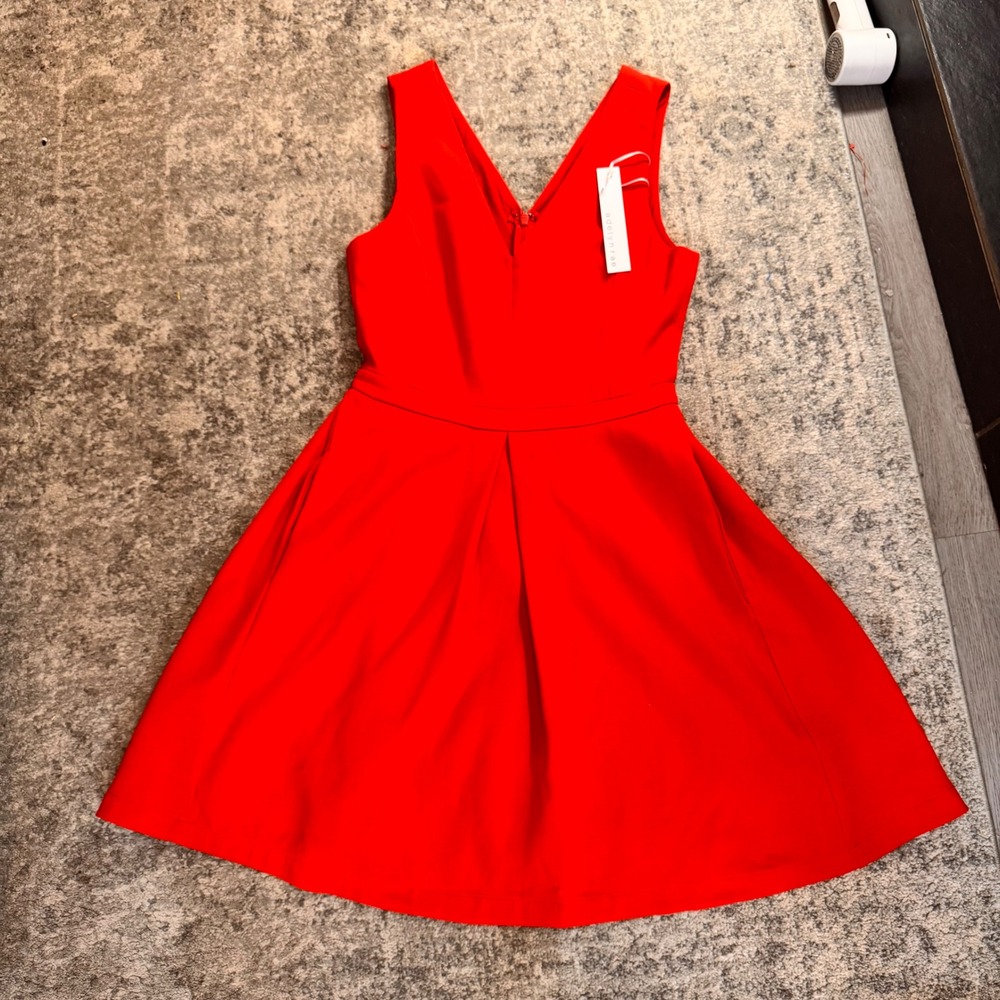 Adelyn Rae V-Neck Red Fit-and-Flare Dress